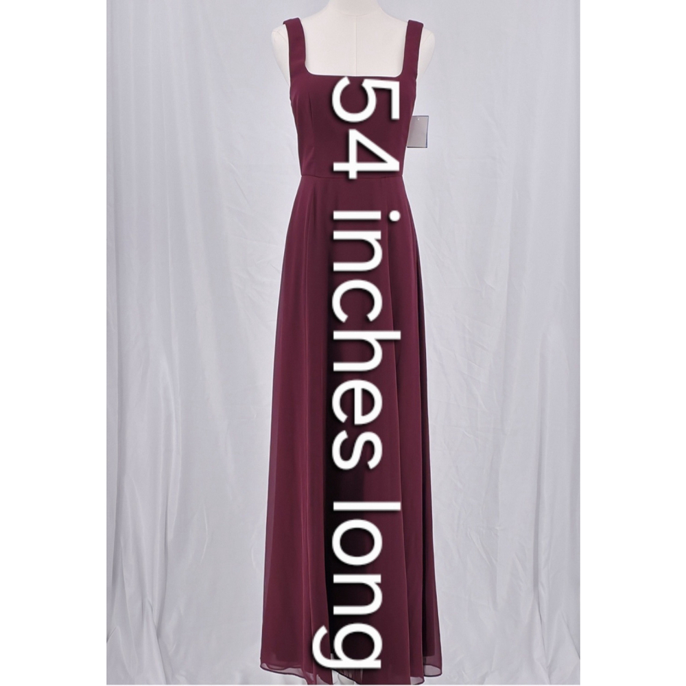 Formal Evening Gown DB Studio Wine Long Dress Women 2 Chiffon Lace-Up Back NWT - Picture 8 of 14
